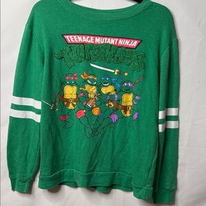 Nintendo Teenage mutant bings turtles pull over green log sweater sz Small